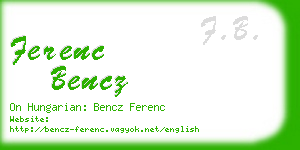 ferenc bencz business card